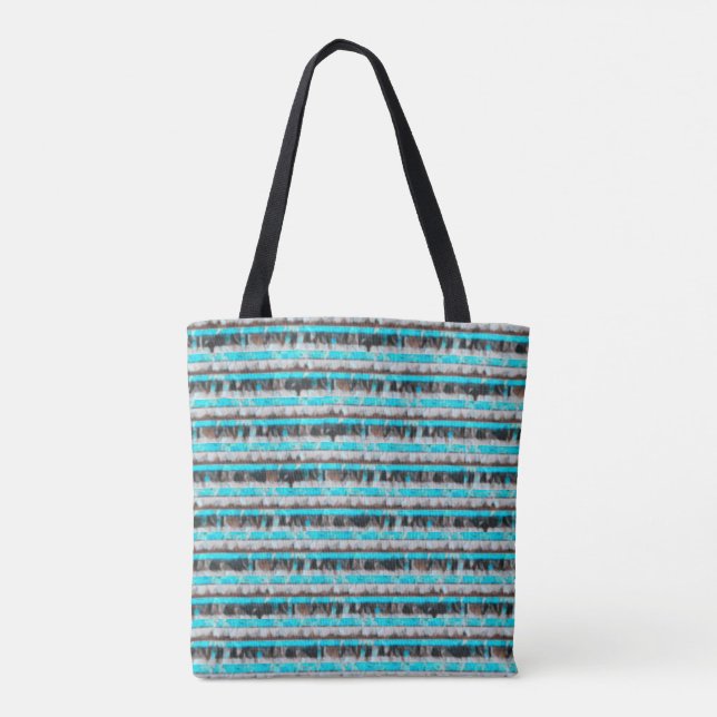 Tote Bag Boho Turquoise, Blanc, Noir & Brown (Dos)