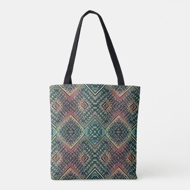 Tote Bag Boho Turquoise et rose multi-tribal inspiré (Dos)