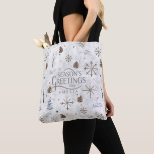 Tote Bag Boho Twigs & Pinecone Christmas ID986