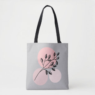 Tote Bag Boho Zen Botanique Sur Cercles Rose & Lilac