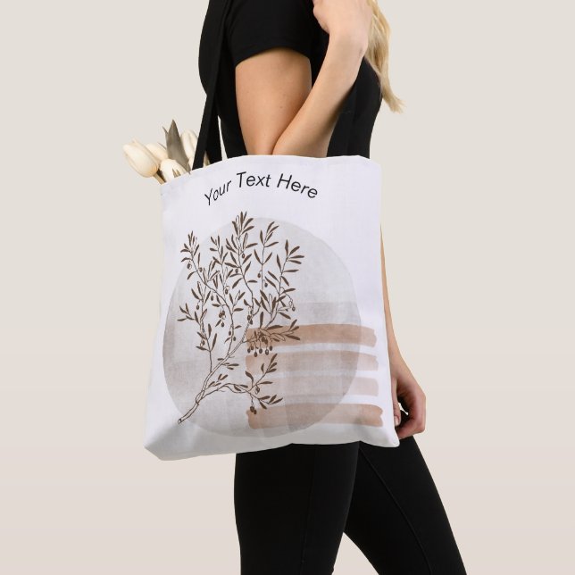 Tote Bag Boho Zen Foliage Sur Cercle Botanique (De près)