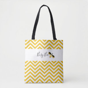 Tote Bag Bois d'abeille, jaune et blanc occupé Fourre-tout