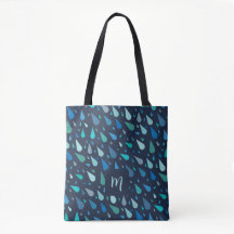 Bois de pluie bleu foncé et bleu clair monogramme