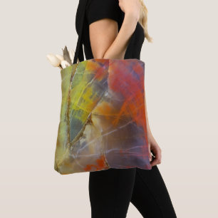Tote Bag Bois pétrifié aux couleurs de l'arc-en-ciel