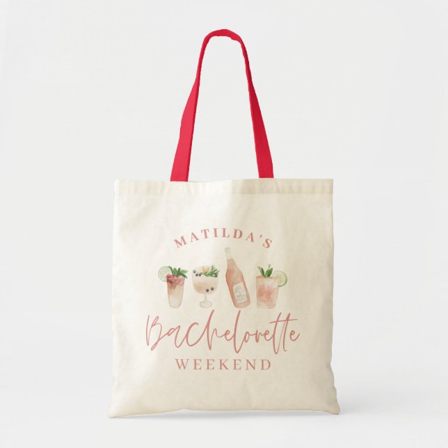 Tote Bag Boissons roses ceintures modernes week-end de bach (Devant)