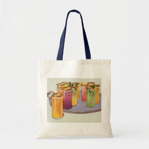 Tote Bag Boissons Vintage, Boissons avec glaçons sur un pla