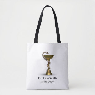 Tote Bag Bol de serpent de bronze Hygieia blanc Médicale Ca