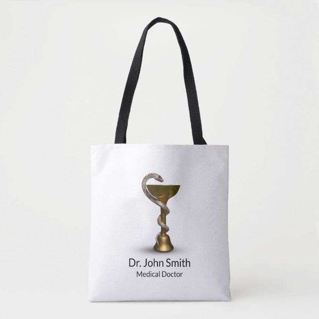 Tote Bag Bol de serpent de bronze Hygieia blanc Médicale Ca (Devant)