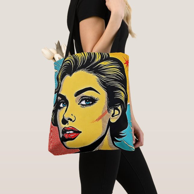 Tote Bag Bold Pop Art Woman Defined (De près)