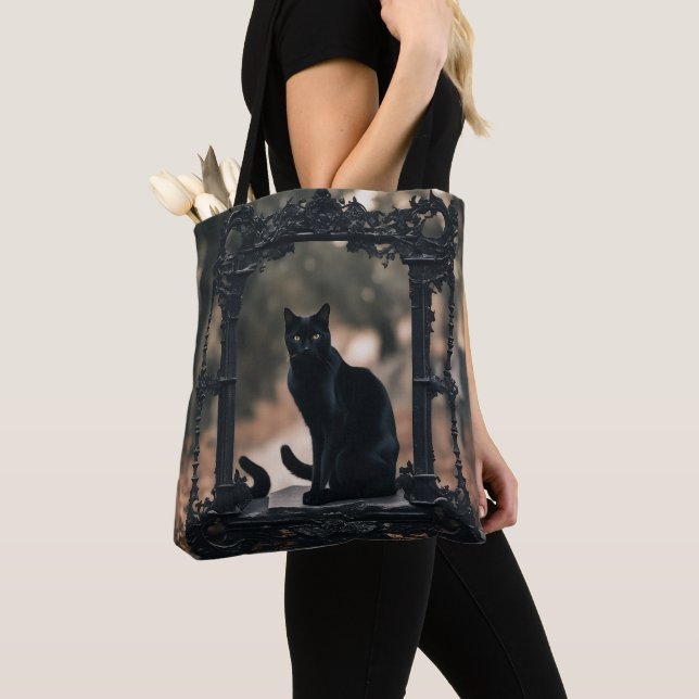 Tote Bag  "Bolsa Elegante Black Cat: La Armonía   (De près)