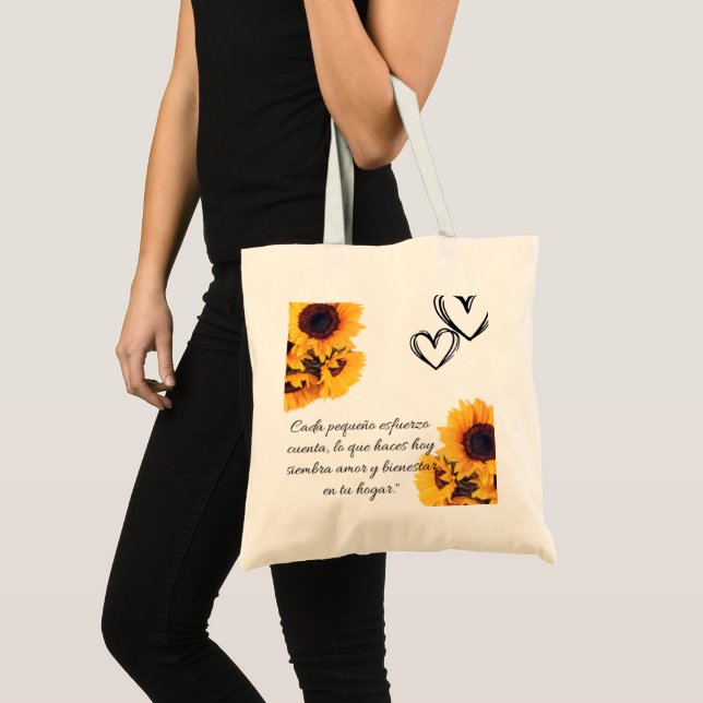 Tote Bag Bolso de tela reunión familiar con girasol (Devant (produit))