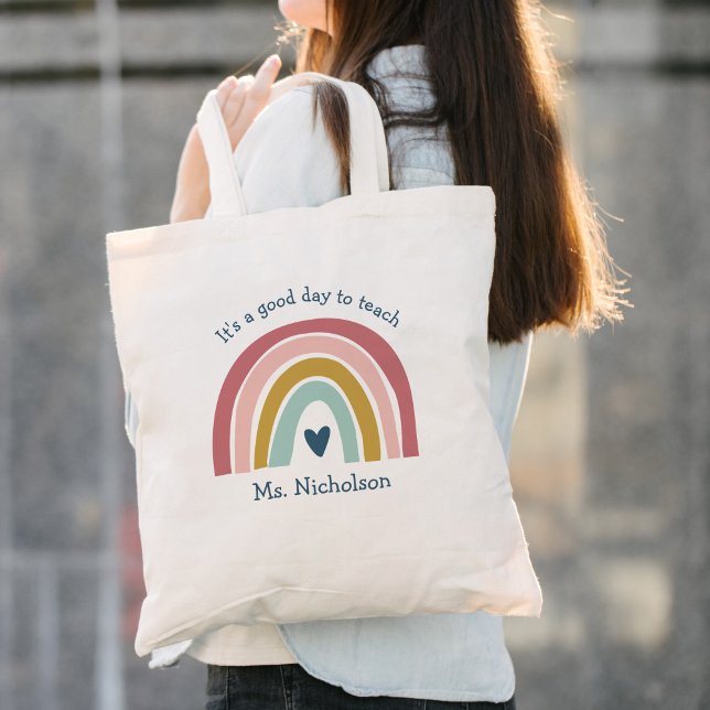 Tote Bag Bon Jour Pour Enseigner Cadeau Enseignant Boho Arc (Créateur téléchargé)