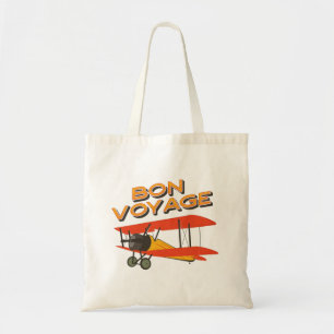Tote Bag Bon Voyage Biplane Avion Vintage