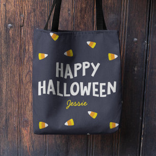 Tote Bag Bonbon bleu foncé Corn Halloween heureux