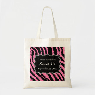 Tote Bag Bonbon motif noir et rose de 16 de zèbre