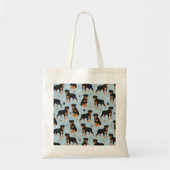 Tote Bag Bones et pattes de chien Rottweiler (Devant)