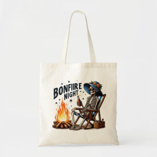 Tote Bag Bonfire Night - Skeleton boit par le feu