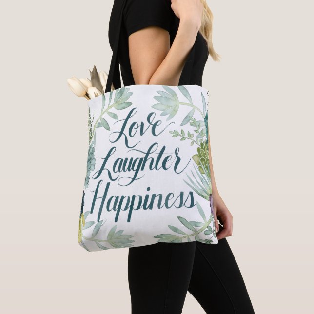 Tote Bag Bonheur plante | Amour rire bonheur (De près)