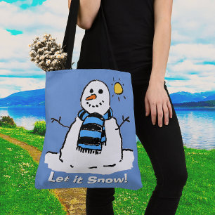 Tote Bag Bonhomme de neige avec message - Qu'il neige !