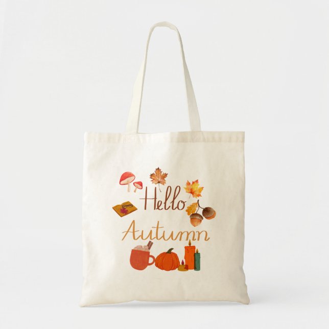 Tote Bag Bonjour Automne - Vibes d'automne douillettes avec (Devant)