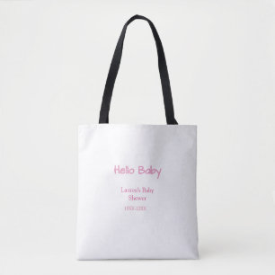 Tote Bag bonjour bébé rose pastel tendance nom date baby sh