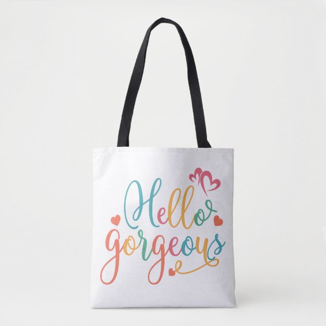 Tote Bag Bonjour belle multicolore (Devant)