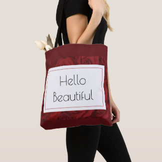 Tote Bag "Bonjour belle" Rose rouge
