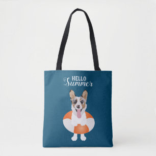 Tote Bag Bonjour Chiens de plage de Corgi été
