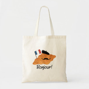 Tote Bag Bonjour Croissant Français - France Drôle Nourritu
