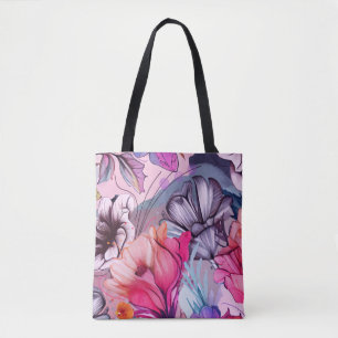 Tote Bag Bonjour Spring Happiness Time, Aquarelle rose