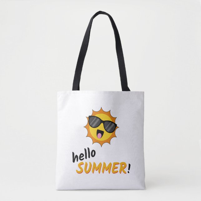 Tote Bag Bonjour Summer Sun avec lunettes de soleil (Devant)