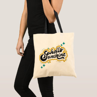 Tote Bag Bonjour Sunshine ! Bouton de citation jaune mignon