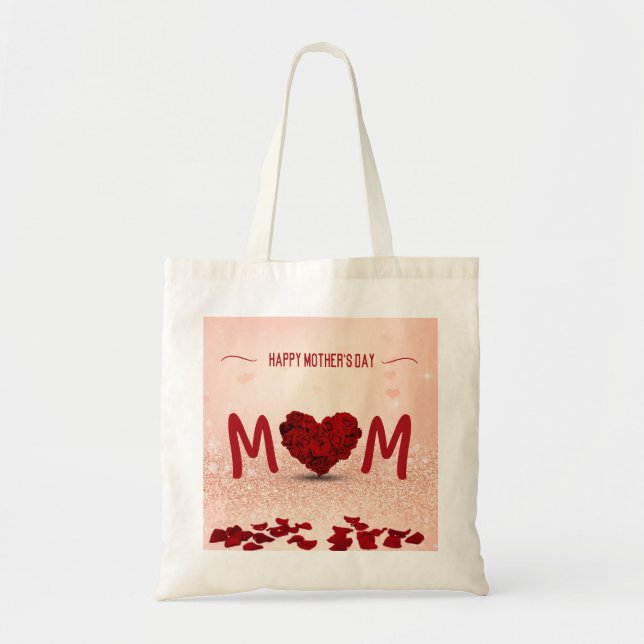 Tote Bag Bonne fête des mères Bouquet de coeur Rose (Devant)