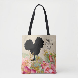 Tote Bag Bonne fête des mères Fille Afro Puffs
