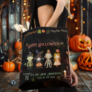 Tote Bag Bonne fête des monstres mignons d'Halloween