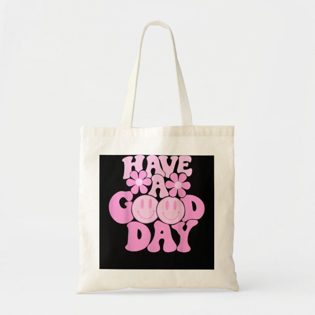 Tote Bag Bonne Journée Retro Smile Face Happy Face Preppy (Devant)