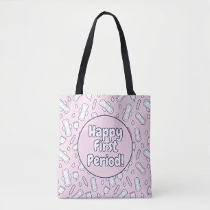 Tote Bag Bonne Première Période Pink Cute Tampon Pad