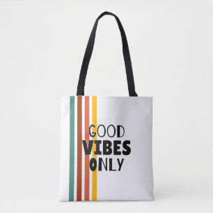 Tote Bag 'Bonnes Vibrations Uniquement' Minimaliste à Rayur
