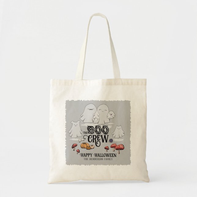 Tote Bag Boo Crew Halloween Nom de famille personnalisé (Devant)