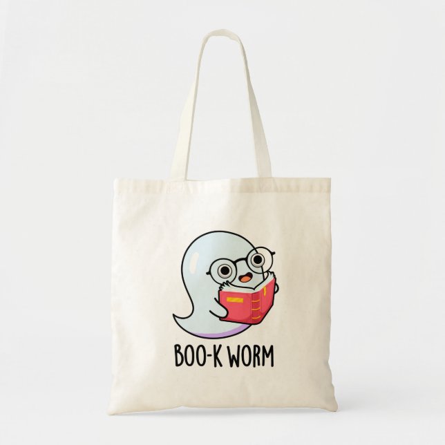 Tote Bag Boo-k Worm Funny Halloween Bookworm Ghost Pun (Devant)