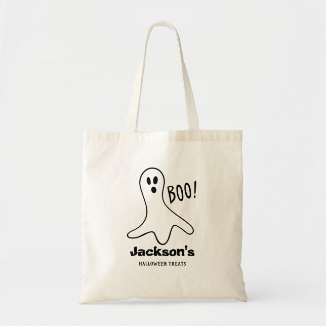 Tote Bag "Boo !" Traitement du nom personnalisé du fantôme  (Devant)