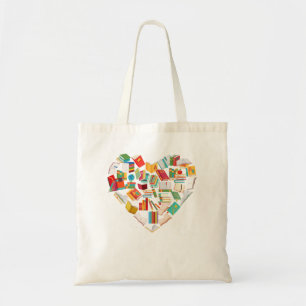 Tote Bag Book Lover Heart Shape club de lecture Librarian L