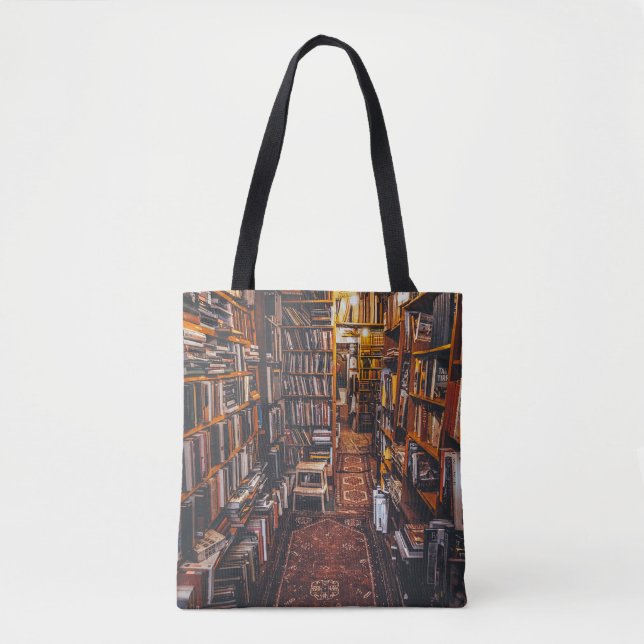 Tote Bag Bookstore Interior Photo pour les amateurs de livr (Devant)