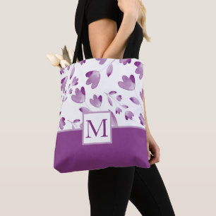 Tote Bag Bords de fleurs d'aquarelle violet