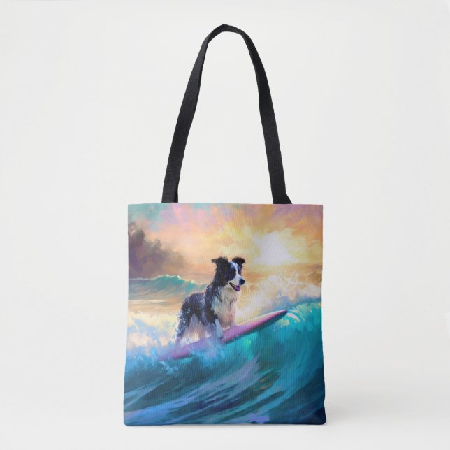 Tote Bag Bordure Collie Beach Plage Plage Plage de surf Pei (Devant)