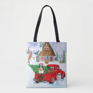 Tote Bag Bordure Collie chien dans la livraison de Noël Cam