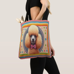 Tote Bag Bordure colorée du chien de caniche réaliste et él