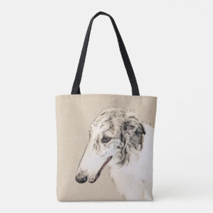 Tote Bag Borzoi (Brindle d'argent) Peinture originale de ch
