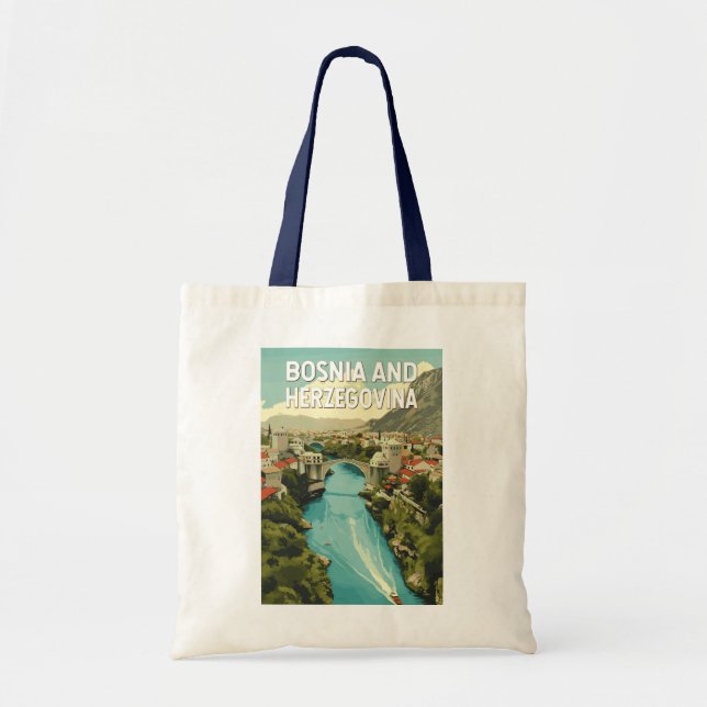 Tote Bag Bosnie-Herzégovine Illustration Art Voyage (Devant)