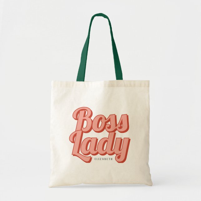 Tote Bag Boss Lady Retro Nom Customisé (Devant)